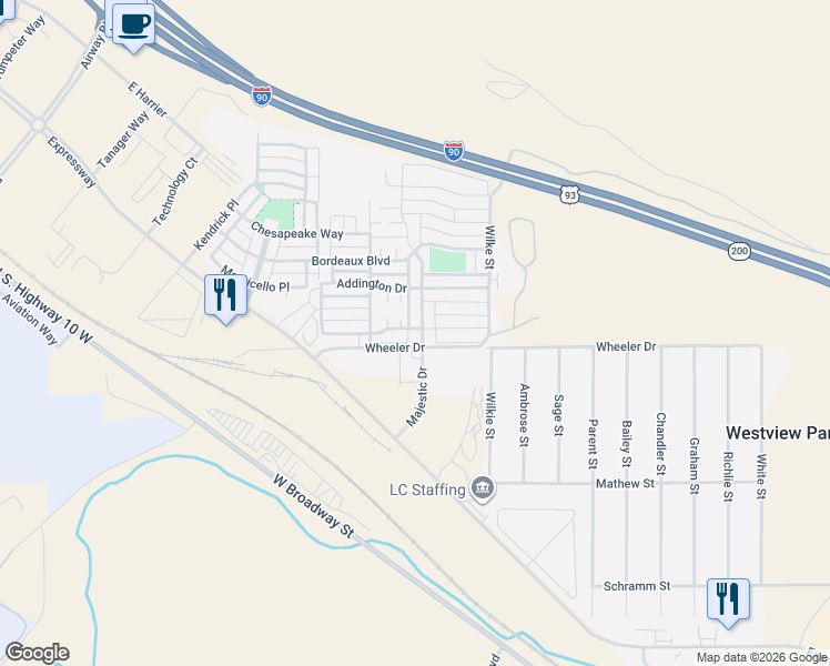 map of restaurants, bars, coffee shops, grocery stores, and more near in Missoula County