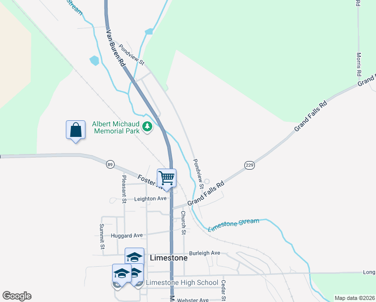 map of restaurants, bars, coffee shops, grocery stores, and more near 53 Pondview Street in Limestone