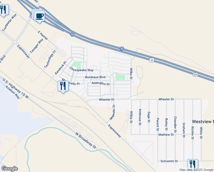 map of restaurants, bars, coffee shops, grocery stores, and more near 4649 Potter Park Loop in Missoula