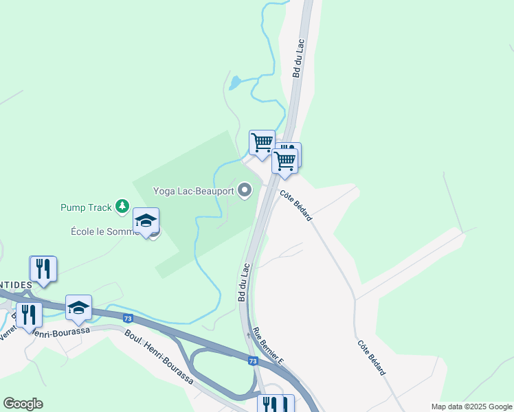 map of restaurants, bars, coffee shops, grocery stores, and more near Rue de Genève in Québec