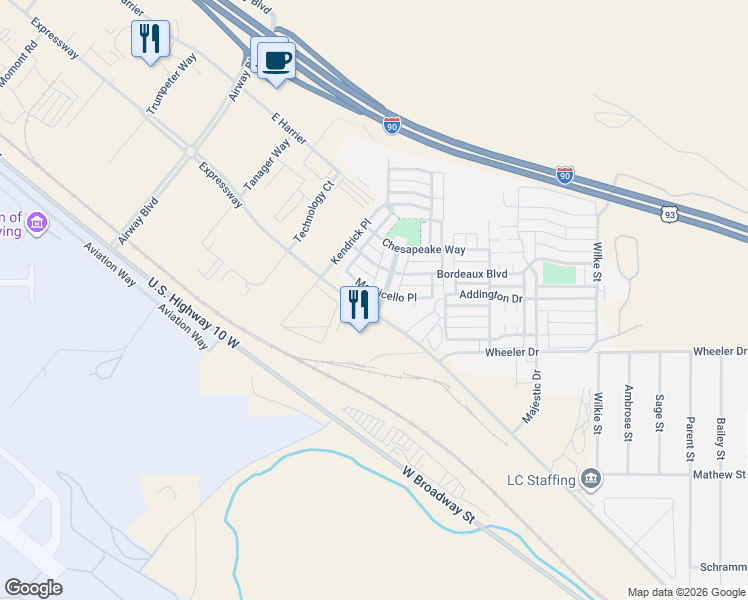 map of restaurants, bars, coffee shops, grocery stores, and more near 4700 Canyon Creek Boulevard in Missoula