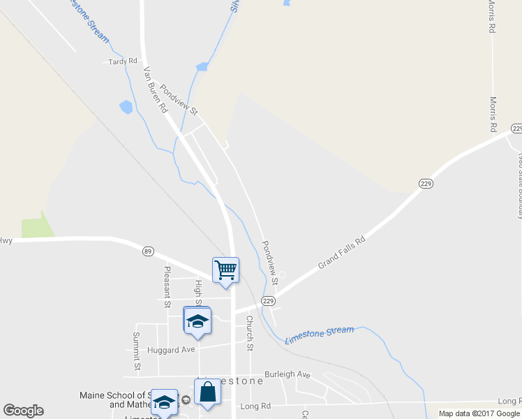 map of restaurants, bars, coffee shops, grocery stores, and more near 53 Pondview Street in Limestone