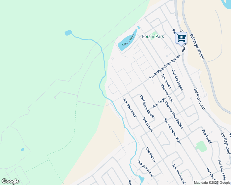 map of restaurants, bars, coffee shops, grocery stores, and more near 109 Rue des Perruches in Quebec