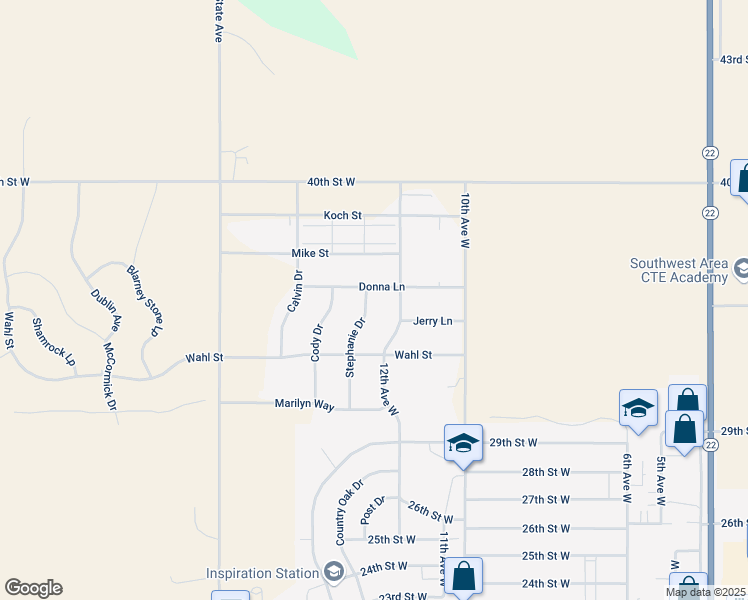 map of restaurants, bars, coffee shops, grocery stores, and more near 3356 Stephanie Drive in Dickinson