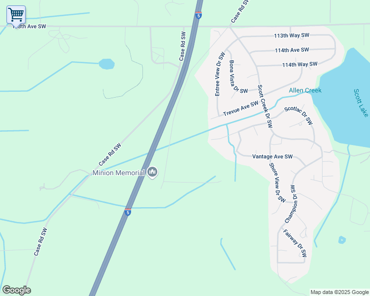 map of restaurants, bars, coffee shops, grocery stores, and more near 11748 Case-Extension Road Southwest in Olympia