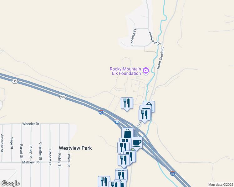 map of restaurants, bars, coffee shops, grocery stores, and more near 3000-3098 Expo Parkway in Missoula