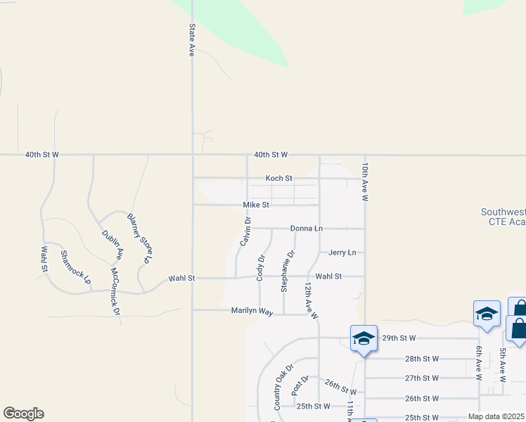 map of restaurants, bars, coffee shops, grocery stores, and more near 1431 Mike Street in Dickinson