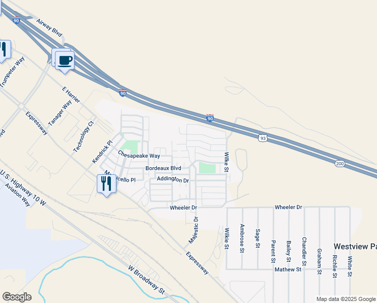 map of restaurants, bars, coffee shops, grocery stores, and more near 4987 Potter Park Loop in Missoula