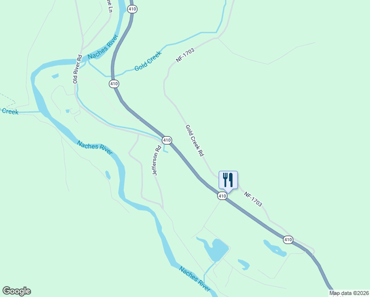 map of restaurants, bars, coffee shops, grocery stores, and more near 18680 Washington 410 in Naches