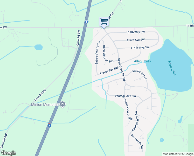 map of restaurants, bars, coffee shops, grocery stores, and more near 11547 Entree View Drive Southwest in Olympia