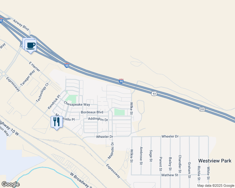 map of restaurants, bars, coffee shops, grocery stores, and more near 4947 Potter Park Loop in Missoula