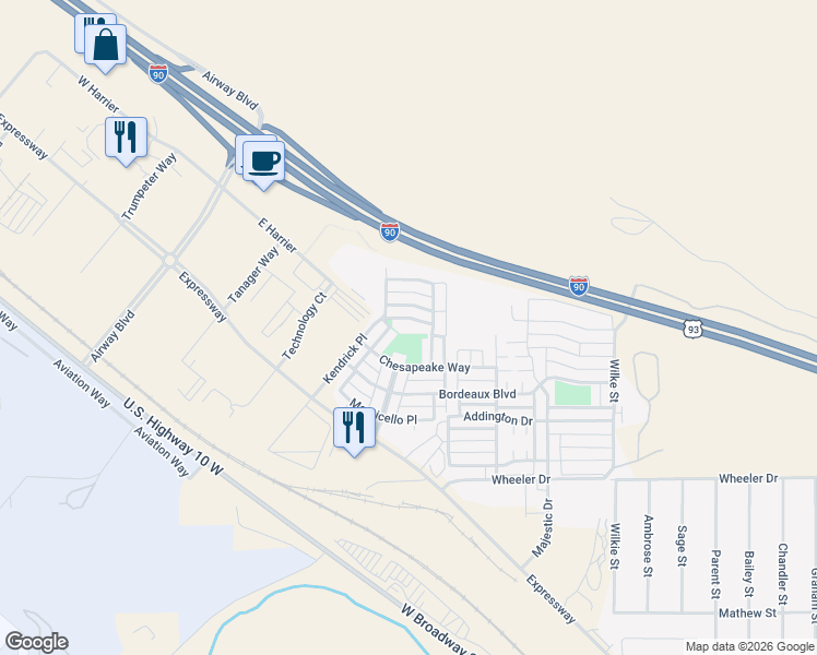 map of restaurants, bars, coffee shops, grocery stores, and more near 4727 Adalaide Lane in Missoula