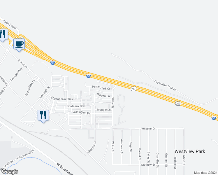 map of restaurants, bars, coffee shops, grocery stores, and more near 4987 Potter Park Loop in Missoula