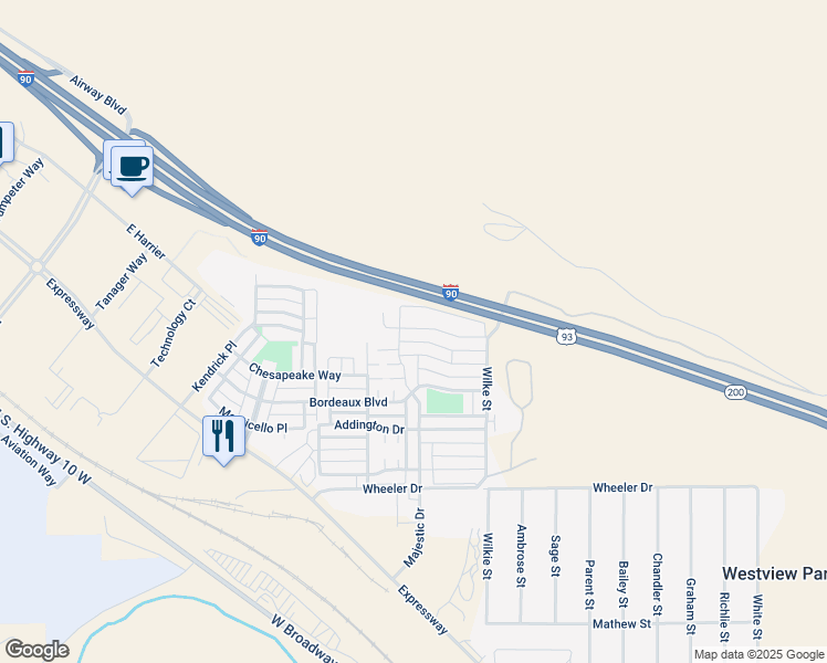 map of restaurants, bars, coffee shops, grocery stores, and more near 4912b Potter Park Loop in Missoula
