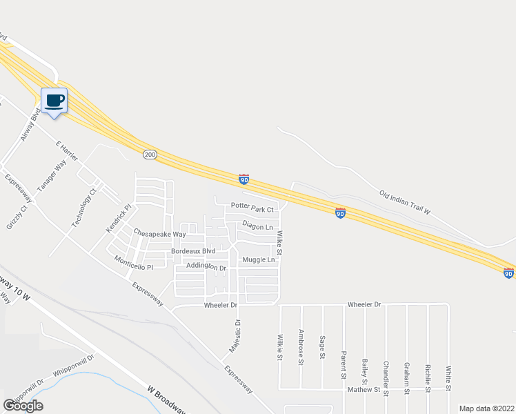 map of restaurants, bars, coffee shops, grocery stores, and more near 4955 Potter Park Loop in Missoula