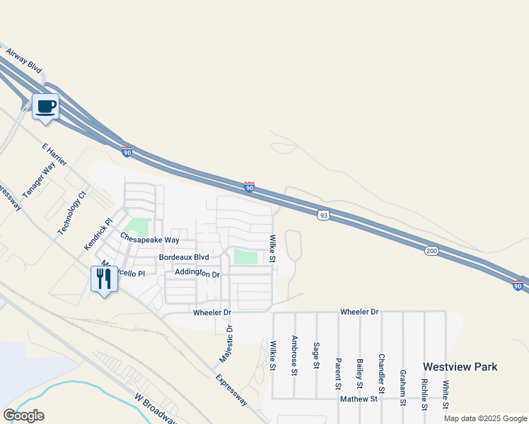 map of restaurants, bars, coffee shops, grocery stores, and more near 4987 Potter Park Loop in Missoula