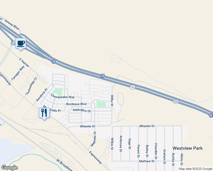 map of restaurants, bars, coffee shops, grocery stores, and more near 4971 Potter Park Loop in Missoula