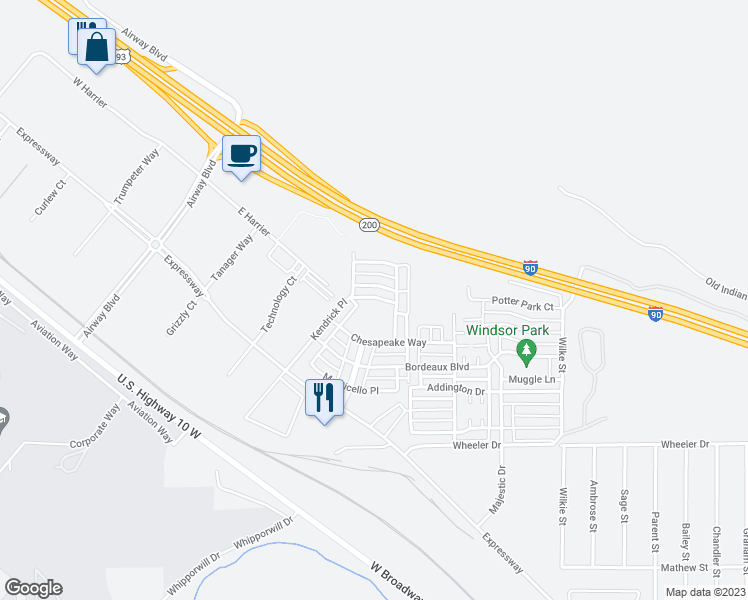 map of restaurants, bars, coffee shops, grocery stores, and more near 4711 Adalaide Lane in Missoula