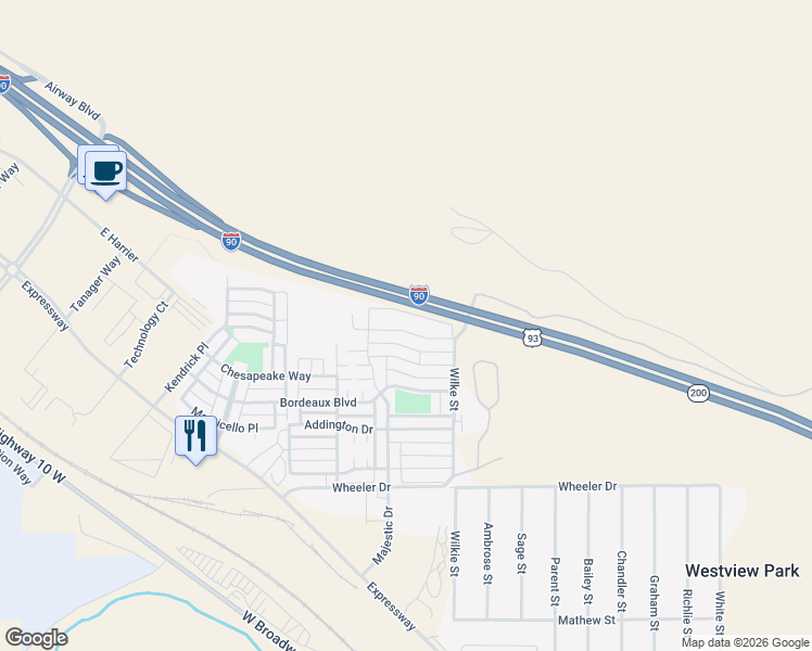 map of restaurants, bars, coffee shops, grocery stores, and more near 4947 Potter Park Loop in Missoula