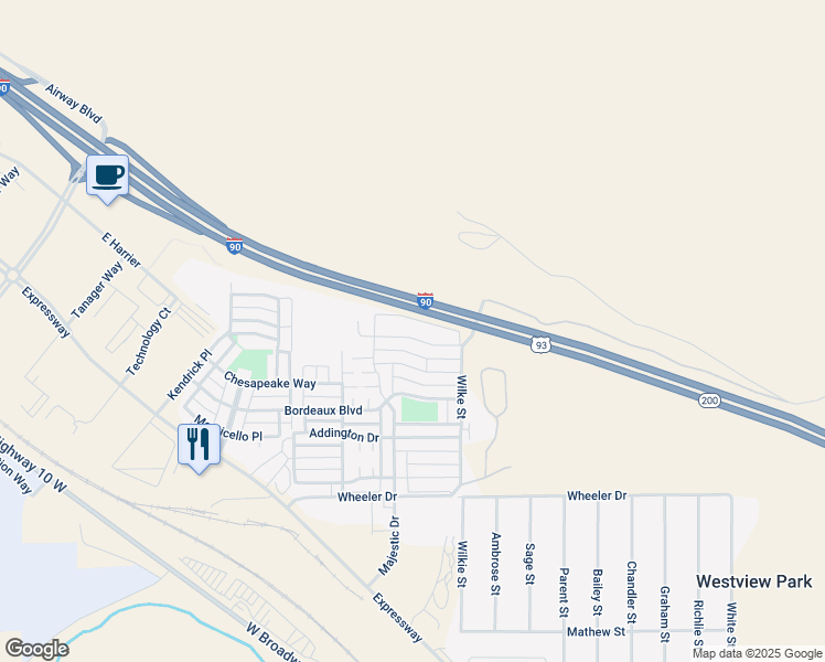 map of restaurants, bars, coffee shops, grocery stores, and more near 4947 Potter Park Loop in Missoula