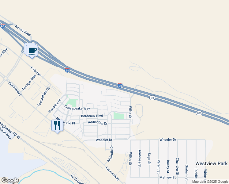 map of restaurants, bars, coffee shops, grocery stores, and more near 4947 Potter Park Loop in Missoula