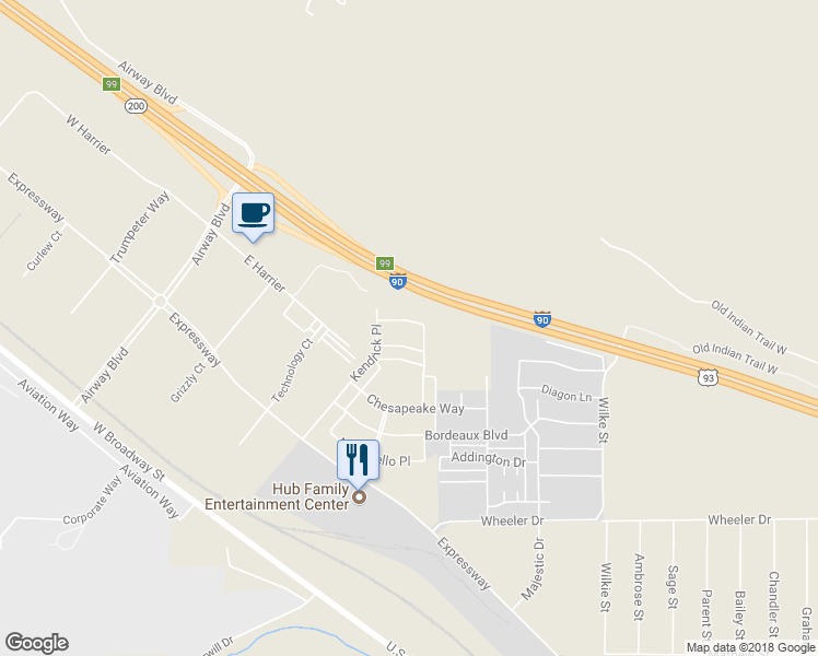 map of restaurants, bars, coffee shops, grocery stores, and more near 104 Calistoga Lane in Missoula