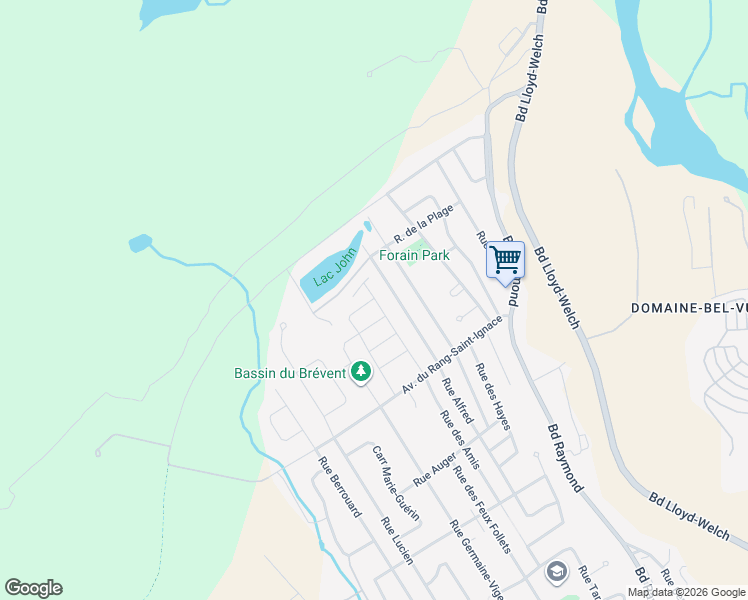 map of restaurants, bars, coffee shops, grocery stores, and more near 133 Rue des Arbustes in Québec