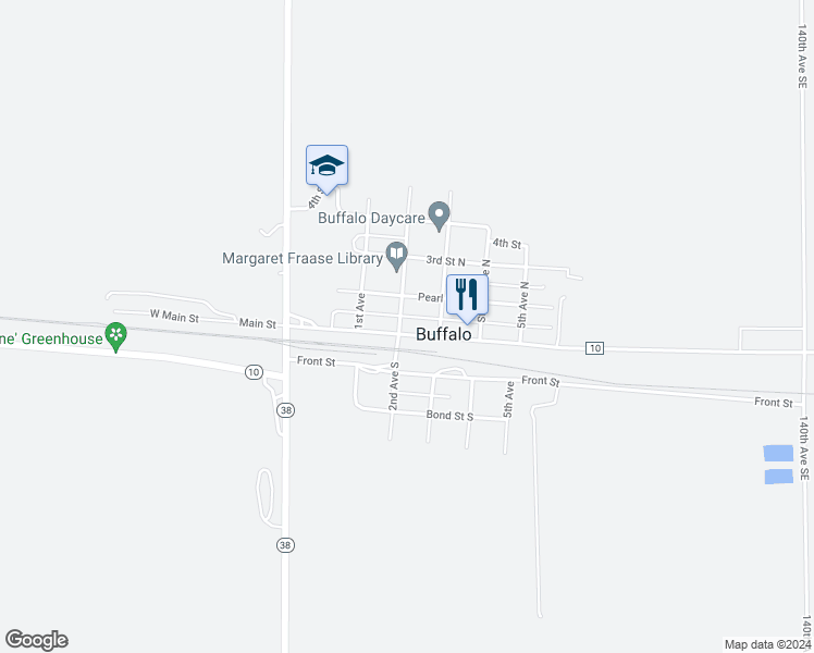 map of restaurants, bars, coffee shops, grocery stores, and more near 105 Wilcox Ave N in Buffalo