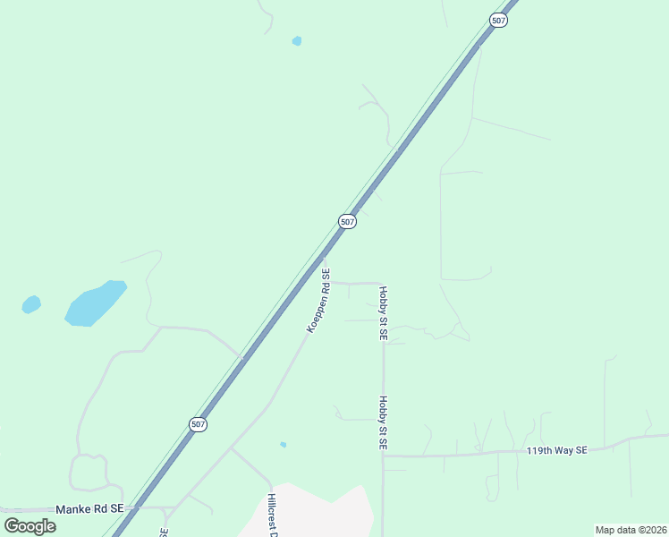 map of restaurants, bars, coffee shops, grocery stores, and more near 11501-11599 Koeppen Road Southeast in Yelm
