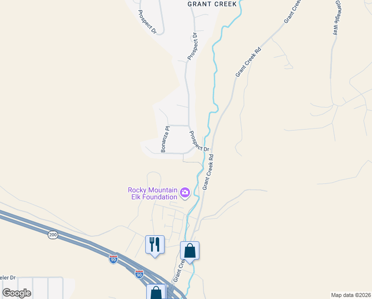 map of restaurants, bars, coffee shops, grocery stores, and more near 2604 Old Quarry Road in Missoula