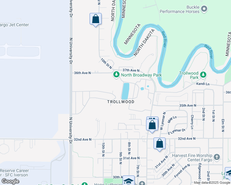 map of restaurants, bars, coffee shops, grocery stores, and more near 900-936 Keno Street in Fargo