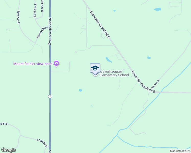 map of restaurants, bars, coffee shops, grocery stores, and more near 6105 365th Street East in Eatonville