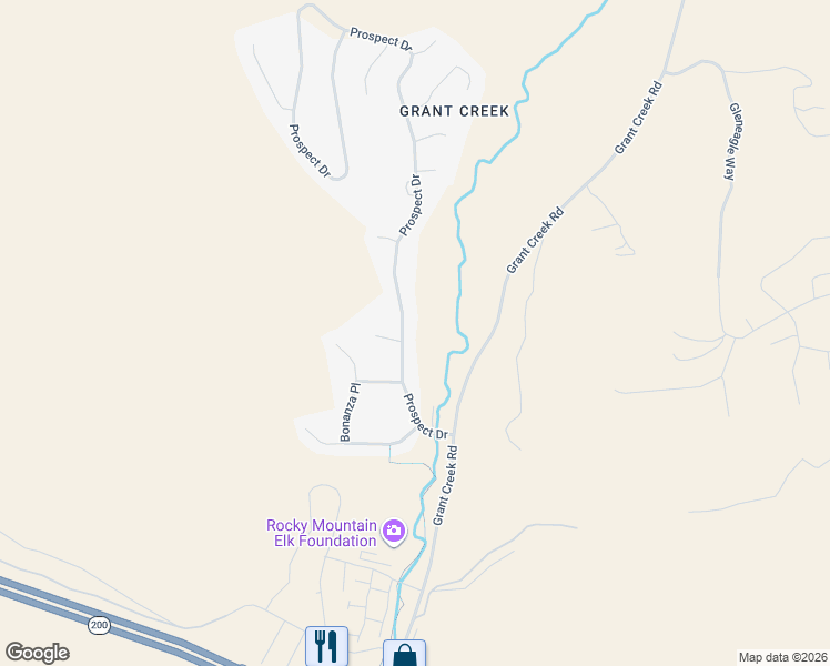 map of restaurants, bars, coffee shops, grocery stores, and more near 5438 Prospect Drive in Missoula