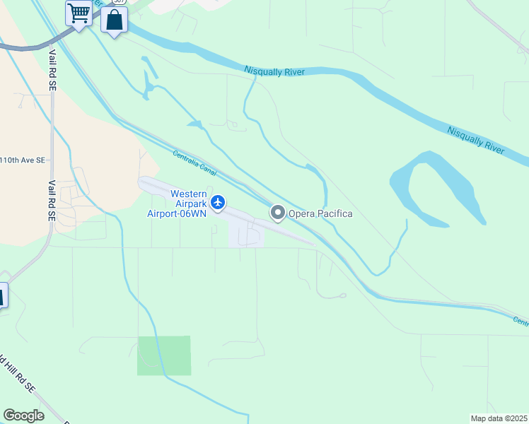 map of restaurants, bars, coffee shops, grocery stores, and more near 10847 Aero Lane Southeast in Yelm