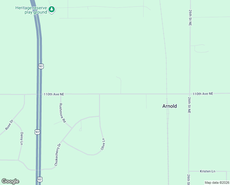 map of restaurants, bars, coffee shops, grocery stores, and more near 1958 110th Avenue Northeast in Bismarck