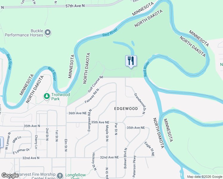 map of restaurants, bars, coffee shops, grocery stores, and more near 3629-3699 Par St NE in Fargo