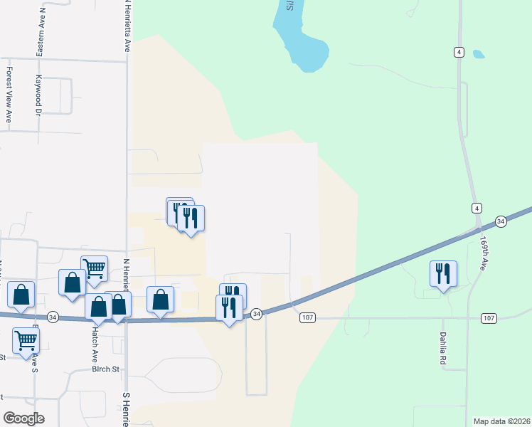 map of restaurants, bars, coffee shops, grocery stores, and more near 320 Career Path in Park Rapids