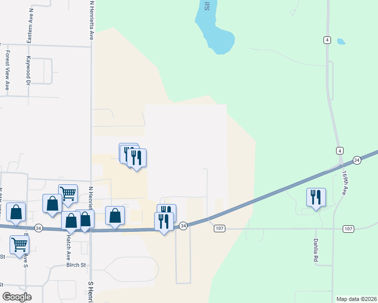 map of restaurants, bars, coffee shops, grocery stores, and more near 320 Career Path in Park Rapids