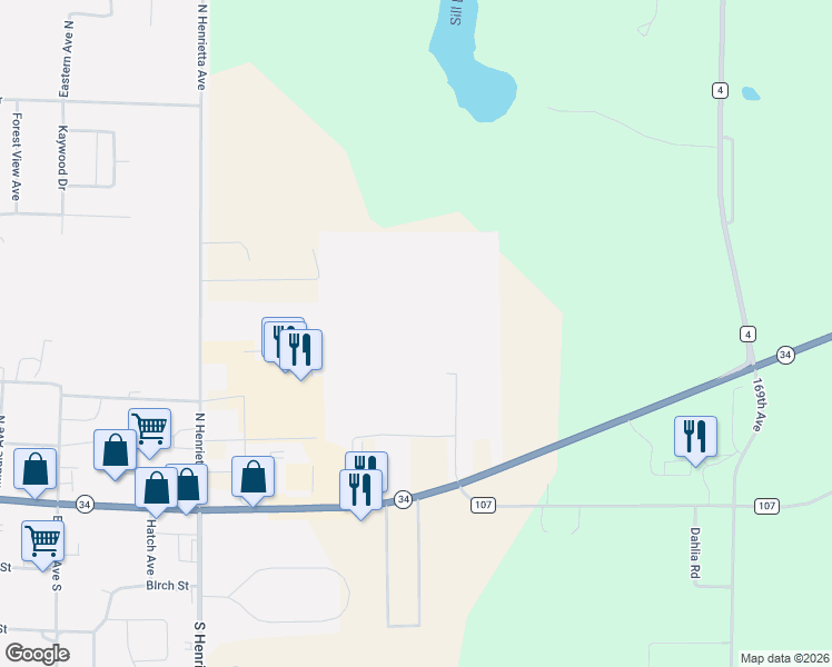 map of restaurants, bars, coffee shops, grocery stores, and more near 320 Career Path in Park Rapids