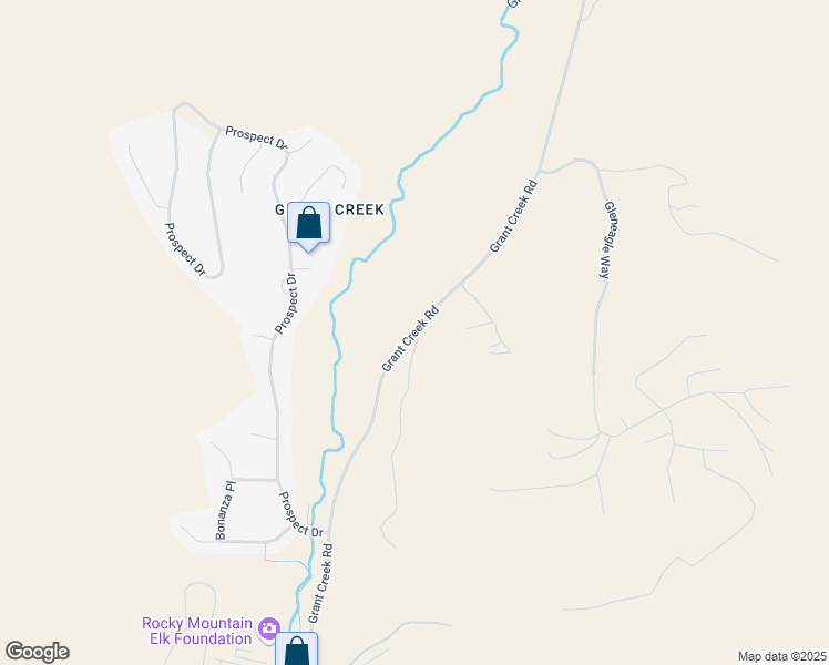 map of restaurants, bars, coffee shops, grocery stores, and more near Grant Creek Road in Missoula