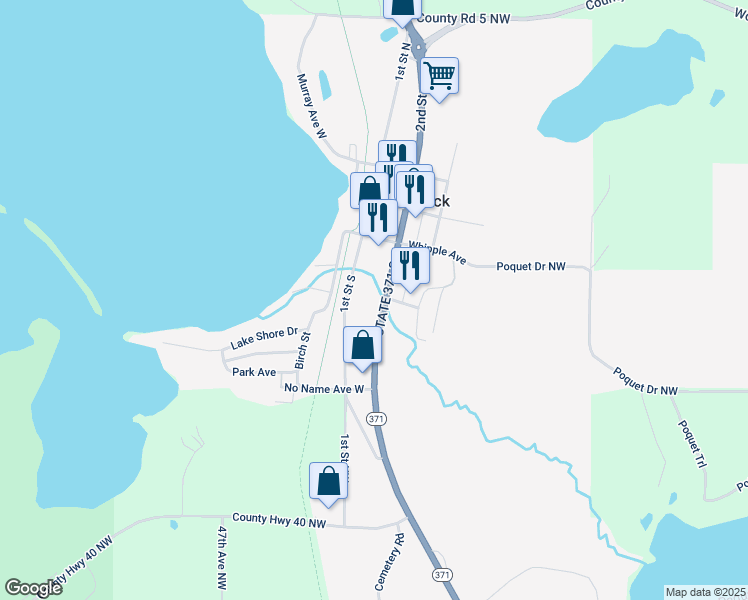 map of restaurants, bars, coffee shops, grocery stores, and more near 310 1st Street North in Hackensack