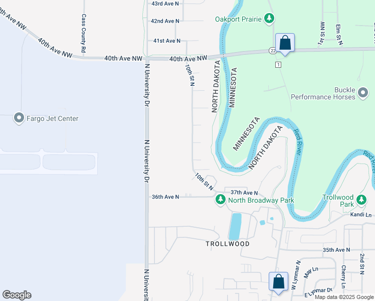 map of restaurants, bars, coffee shops, grocery stores, and more near 3768 10th Street North in Fargo