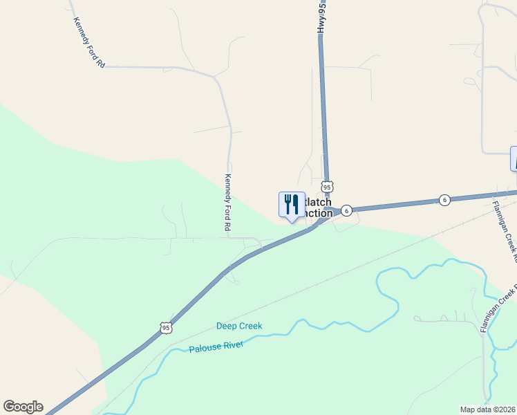 map of restaurants, bars, coffee shops, grocery stores, and more near Kennedy Ford Road in Potlatch