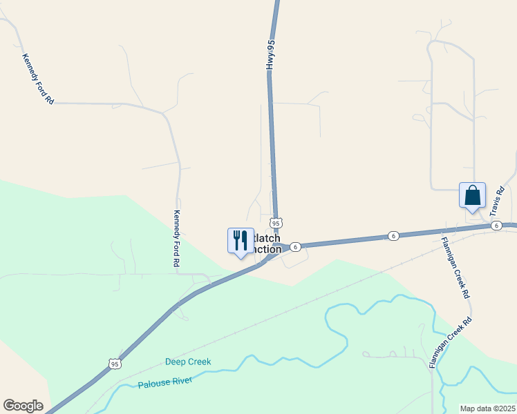 map of restaurants, bars, coffee shops, grocery stores, and more near 5541 U.S. 95 in Potlatch