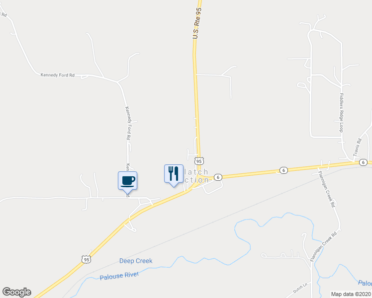 map of restaurants, bars, coffee shops, grocery stores, and more near 5541 U.S. 95 in Potlatch