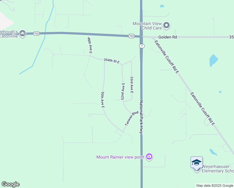 map of restaurants, bars, coffee shops, grocery stores, and more near 35710 52nd Avenue East in Eatonville