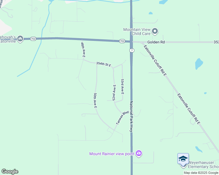 map of restaurants, bars, coffee shops, grocery stores, and more near 35710 52nd Ave E in Eatonville