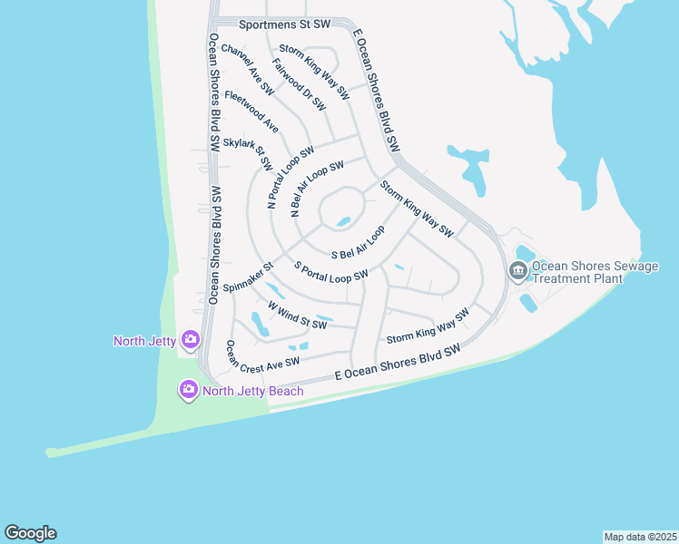 map of restaurants, bars, coffee shops, grocery stores, and more near 438 South Portal Loop Southwest in Ocean Shores