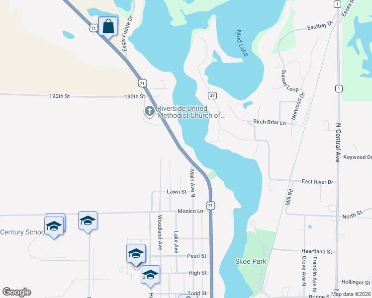 map of restaurants, bars, coffee shops, grocery stores, and more near 908 Park Avenue North in Park Rapids