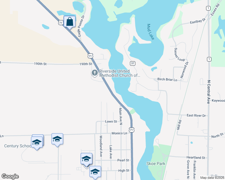 map of restaurants, bars, coffee shops, grocery stores, and more near 908 Park Avenue North in Park Rapids